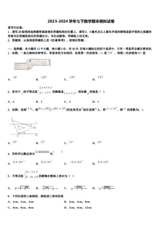 2024届北京市第十五中学七下数学期末学业质量监测试题含解析.doc