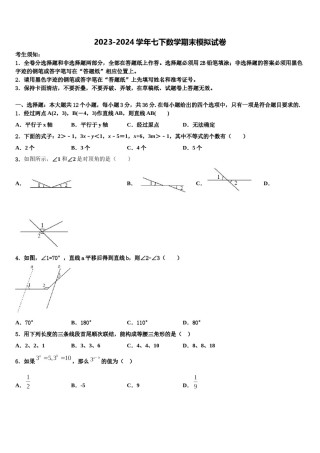 2024届北京市第四中学七年级数学第二学期期末学业水平测试模拟试题含解析.doc