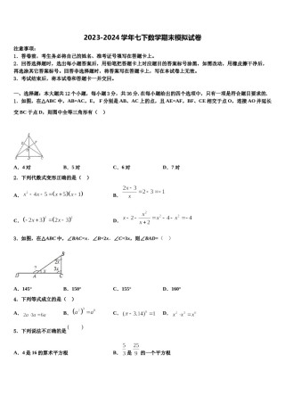 2024届北京市通州区名校数学七下期末综合测试试题含解析.doc