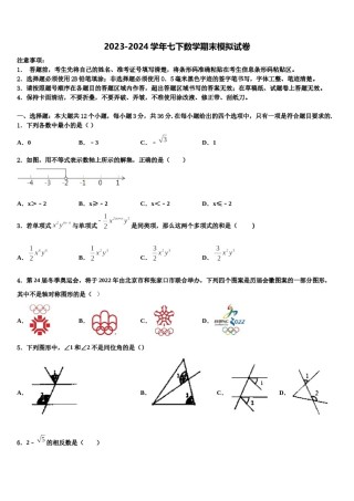 2024届北京教育院附属中学七下数学期末学业水平测试模拟试题含解析.doc