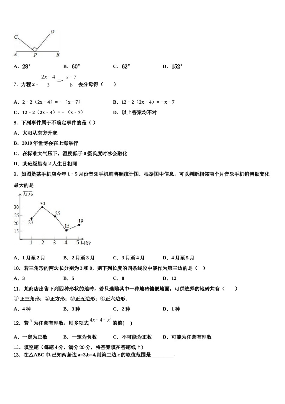 2024届合肥市45中数学七下期末学业水平测试试题含解析.doc_第2页