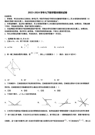 2024届吉林省前郭尔罗斯蒙古族自治县数学七下期末综合测试试题含解析.doc