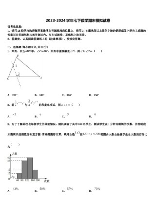 2024届吉林省长春市九台区数学七下期末达标检测模拟试题含解析.doc