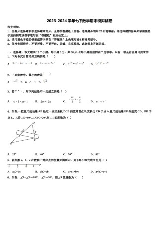 2024届吉林省长春市德惠市大区七下数学期末学业水平测试模拟试题含解析.doc