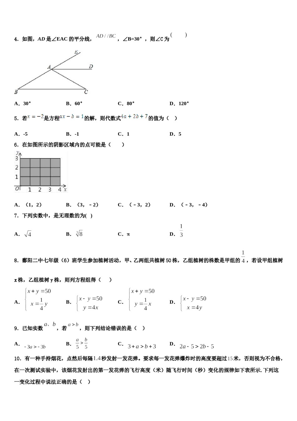 2024届四川省乐山市五中学七年级数学第二学期期末经典模拟试题含解析.doc_第2页