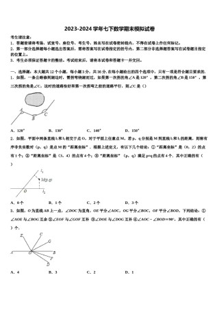 2024届四川省乐山市五中学七年级数学第二学期期末经典模拟试题含解析.doc