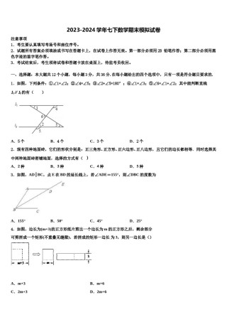 2024届四川省广汉中学七下数学期末学业质量监测模拟试题含解析.doc