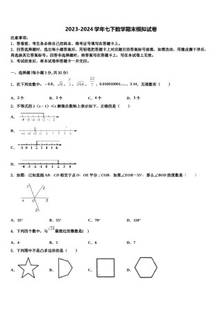 2024届四川省成都市玉林中学数学七下期末预测试题含解析.doc