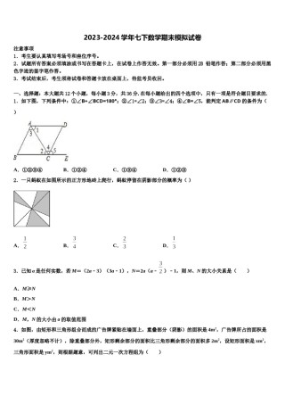 2024届四川省旺苍县两乡镇初级中学七下数学期末调研模拟试题含解析.doc