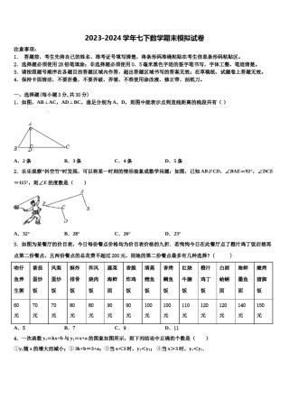 2024届四川省江油市六校七年级数学第二学期期末检测试题含解析.doc