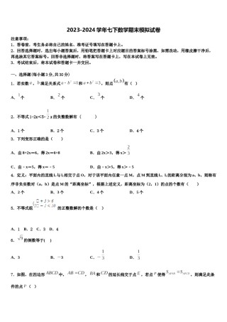 2024届天津市宁河区七年级数学第二学期期末学业水平测试试题含解析.doc