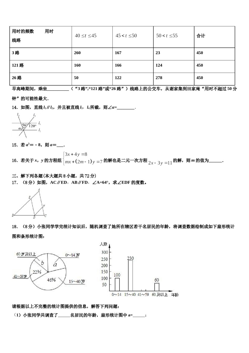 2024届安徽省蚌埠市固镇县七年级数学第二学期期末联考试题含解析.doc_第3页