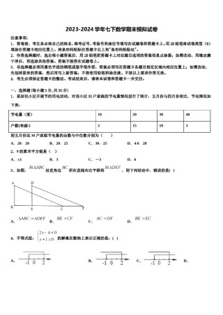 2024届安徽省蚌埠市固镇县七年级数学第二学期期末联考试题含解析.doc