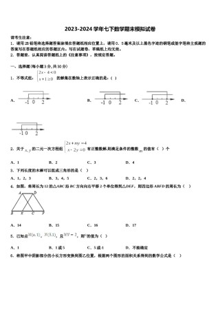 2024届宝鸡市重点中学七年级数学第二学期期末监测模拟试题含解析.doc