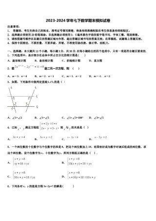 2024届山东省东营市胜利中学七下数学期末监测试题含解析.doc
