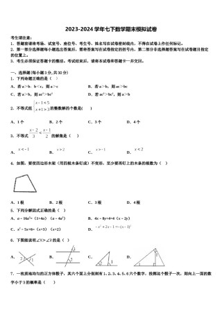 2024届山东省临清市刘垓子镇中学七下数学期末监测模拟试题含解析.doc