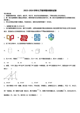 2024届山东省单县北城第三初级中学数学七下期末联考试题含解析.doc