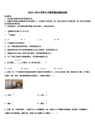 2024届山东省威海市名校七下数学期末学业水平测试模拟试题含解析.doc