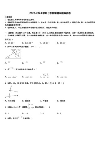2024届山东省日照岚山区七下数学期末调研模拟试题含解析.doc