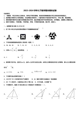 2024届山东省日照市名校七下数学期末调研试题含解析.doc