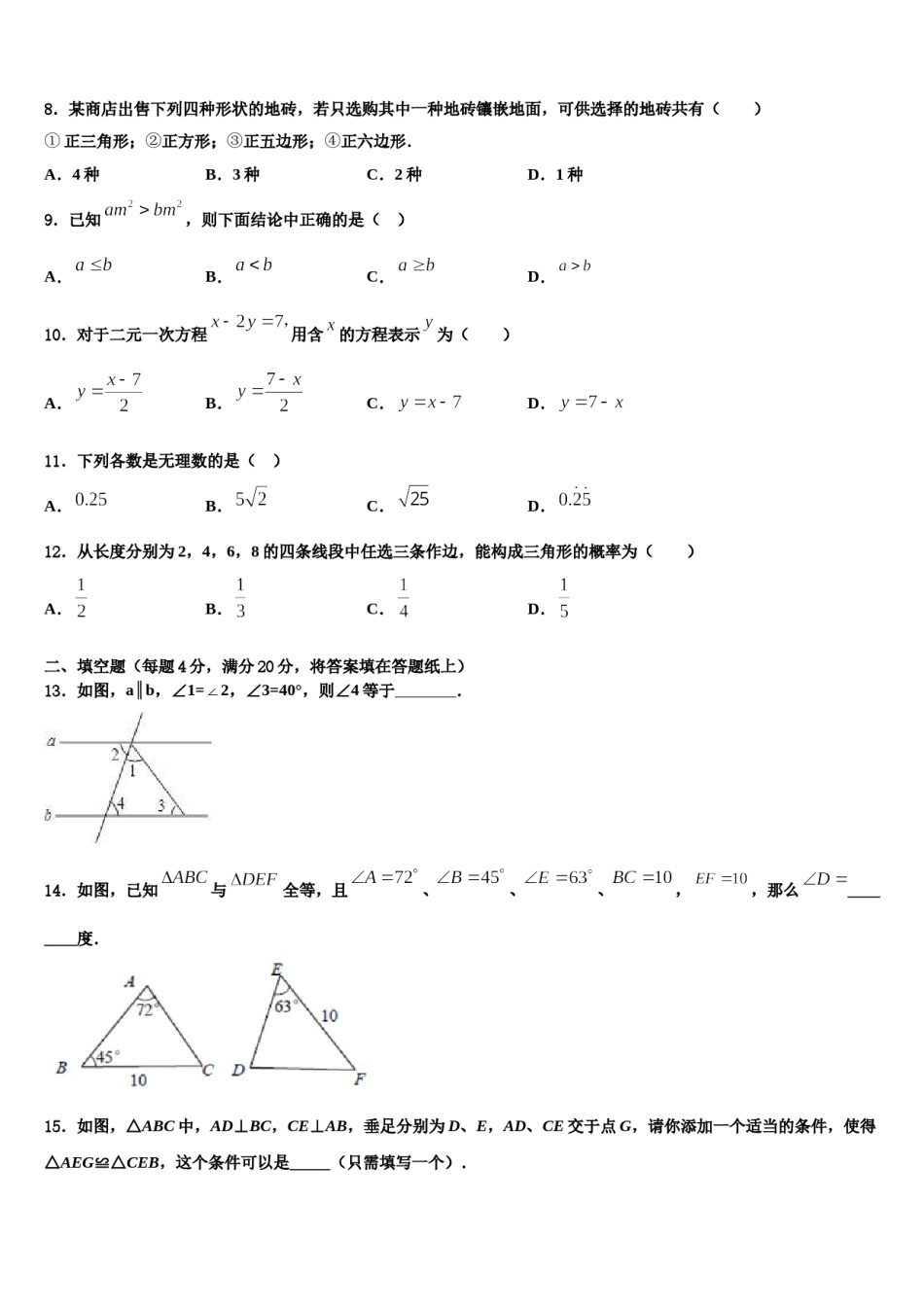 2024届山东省枣庄市薛城区七年级数学第二学期期末监测模拟试题含解析.doc_第2页