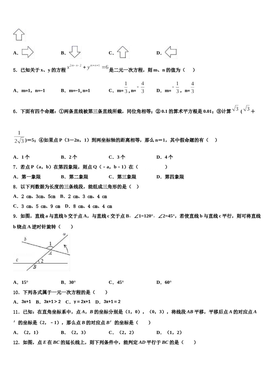 2024届山东省泰安市高新区良庄二中学七年级数学第二学期期末达标检测试题含解析.doc_第2页