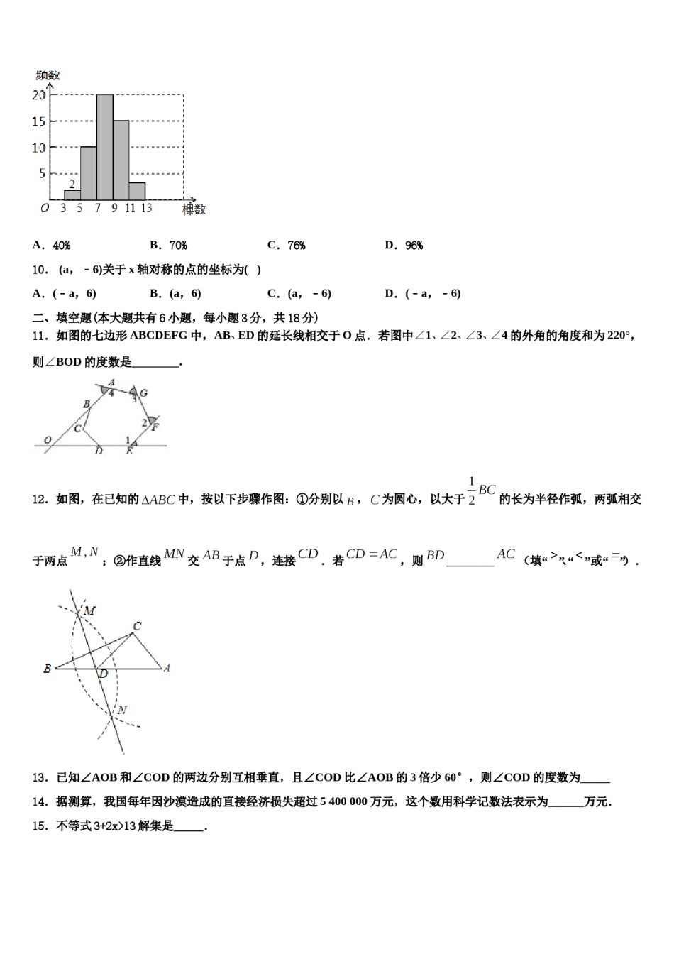 2024届山东省菏泽市东明县七年级数学第二学期期末统考模拟试题含解析.doc_第2页