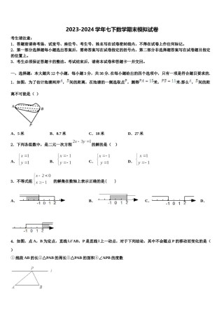 2024届山东省邹平县实验中学数学七下期末监测试题含解析.doc
