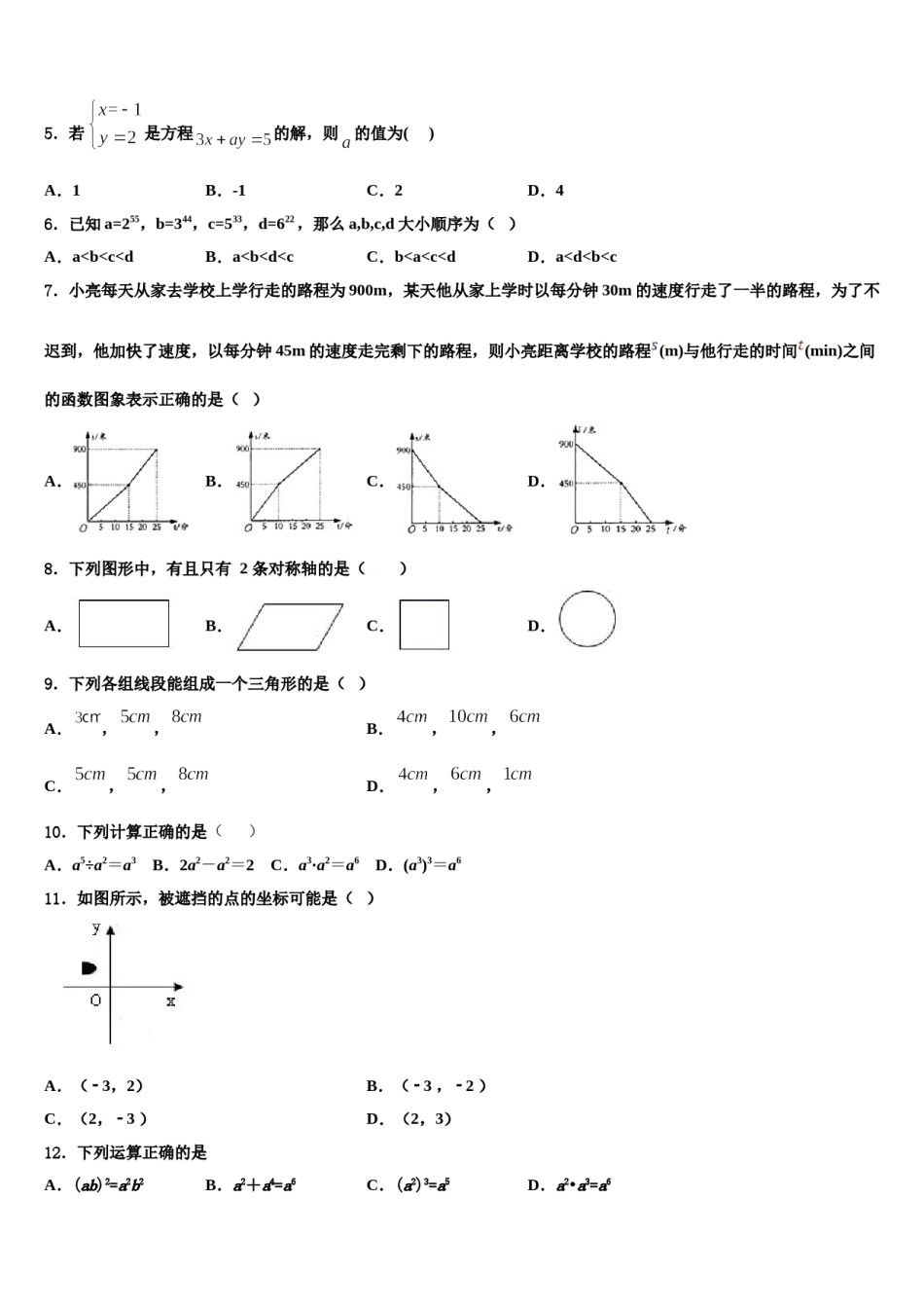 2024届山东省青岛大附属中学数学七下期末复习检测模拟试题含解析.doc_第2页