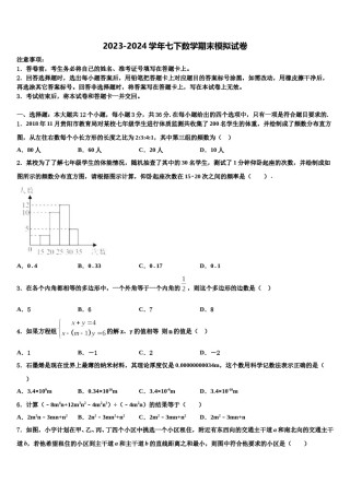 2024届山东省高密市七下数学期末复习检测试题含解析.doc