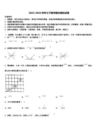 2024届广东省东莞市东方明珠中学数学七下期末统考试题含解析.doc