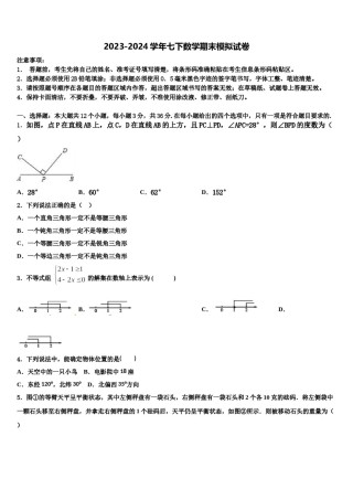 2024届广东省云浮市新兴县数学七下期末综合测试模拟试题含解析.doc