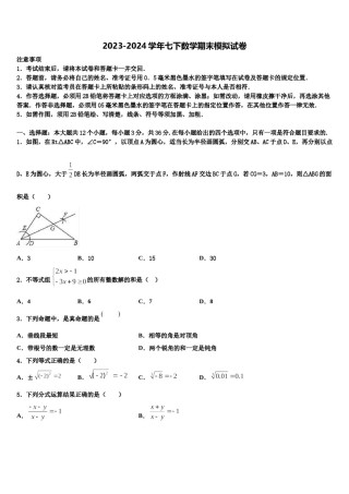 2024届广东省广州市第二中学七下数学期末复习检测试题含解析.doc