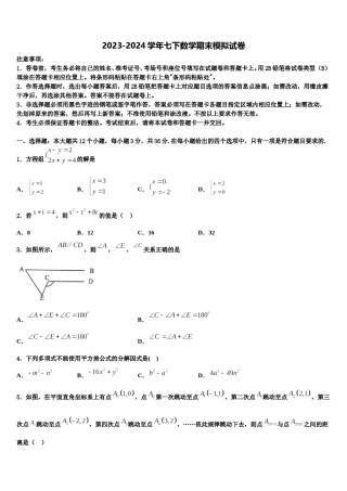 2024届广东省惠州一中七下数学期末学业水平测试模拟试题含解析.doc