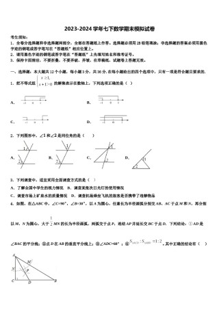 2024届广东省梅州大埔县联考七年级数学第二学期期末达标检测模拟试题含解析.doc