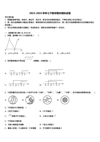 2024届广东省梅州市五华县数学七下期末监测模拟试题含解析.doc