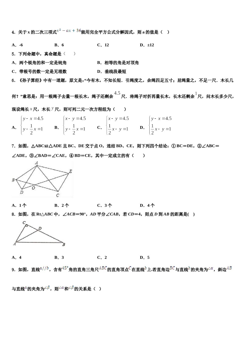 2024届广东省河源市名校七年级数学第二学期期末达标检测模拟试题含解析.doc_第2页