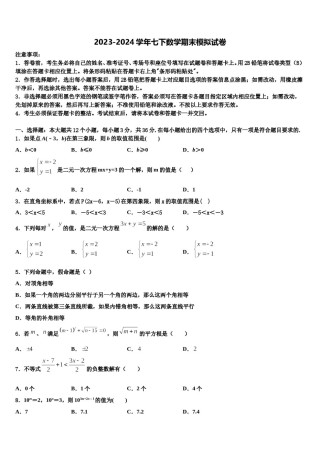 2024届广东省深圳外国语学校数学七下期末检测试题含解析.doc