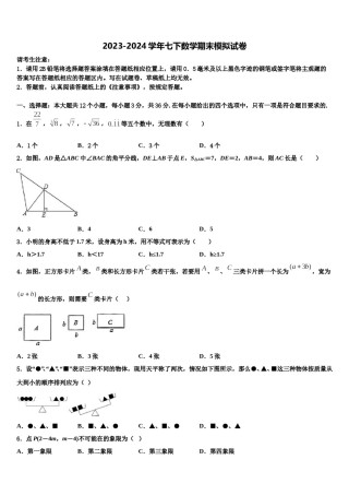 2024届广东省深圳市深圳龙岗区龙岭初级中学数学七下期末综合测试试题含解析.doc