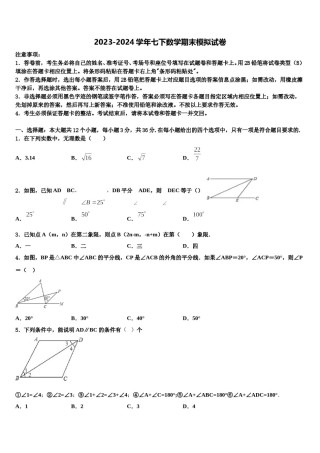 2024届广东省清远市阳山县七下数学期末学业质量监测试题含解析.doc