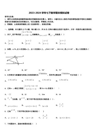 2024届广东省茂名市十校联考七下数学期末综合测试试题含解析.doc
