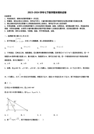 2024届广东省莞市东华中学数学七下期末复习检测模拟试题含解析.doc