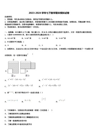 2024届广西北部湾七下数学期末学业质量监测模拟试题含解析.doc
