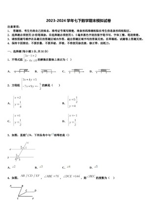 2024届广西壮族自治区梧州市岑溪市数学七下期末联考模拟试题含解析.doc