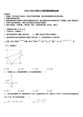 2024届广西河池市南丹县七下数学期末学业水平测试模拟试题含解析.doc