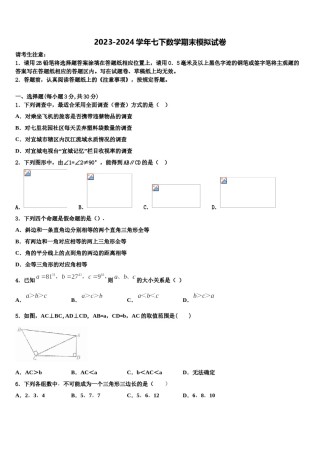 2024届扬州梅岭中学数学七下期末综合测试试题含解析.doc