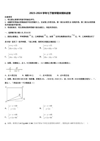 2024届期贵州省毕节市七下数学期末学业质量监测试题含解析.doc