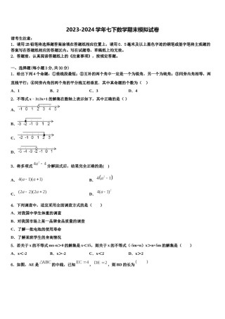 2024届江北新区联盟七年级数学第二学期期末质量跟踪监视试题含解析.doc