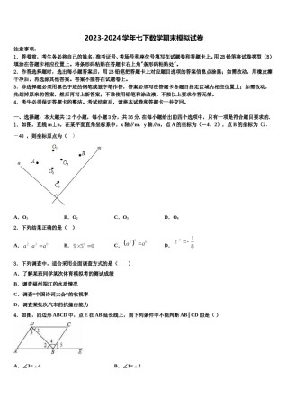 2024届江苏省徐州市新城实验学校数学七下期末复习检测试题含解析.doc