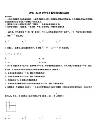 2024届江苏省扬州大学附属中学东部分学校数学七下期末学业水平测试试题含解析.doc